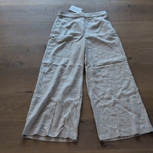 H&M Brand New With Tags NWT Women's Size 4 Linen Blend Wide-Leg Pants